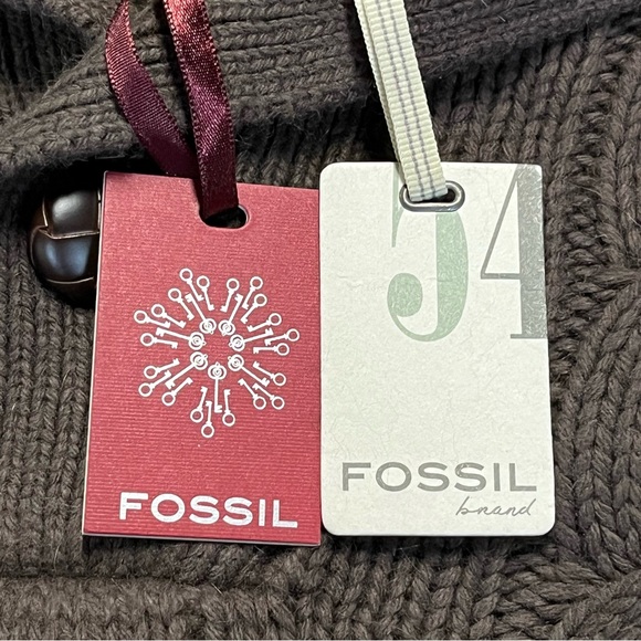 Fossil Brown Cable Knit Mock Neck Sweater Men’s Size Large NEW - Picture 6 of 7